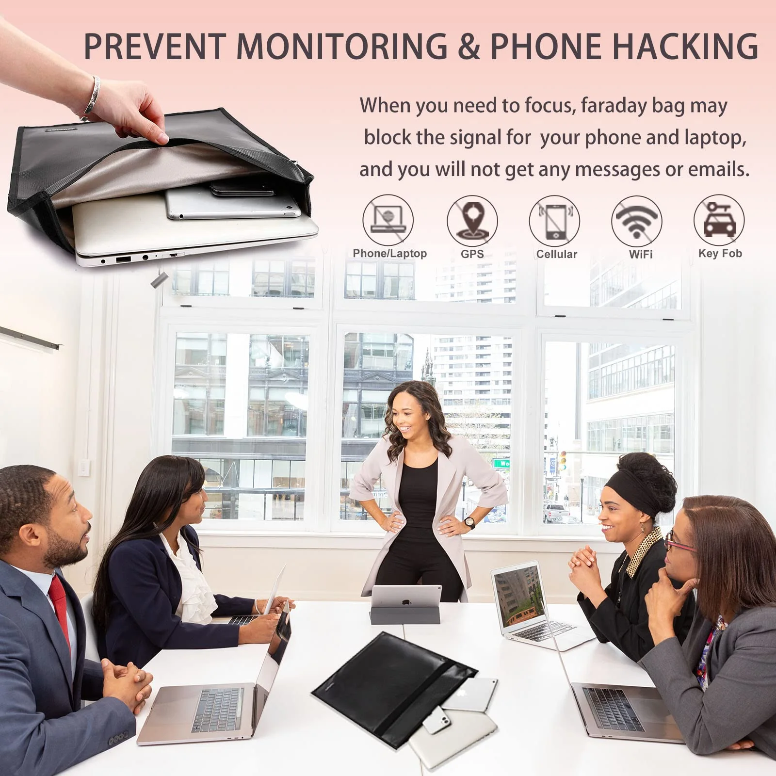 4 Pack Faraday Bags for Laptops & Phones & Radio & Car Keys,Faraday Cage for Anti-Theft Anti-Tracking, Faraday Key Fob Protector, Waterproof & Fireproof Faraday Bag, RFID Signal Blocker Bag Black 1 - Image 4