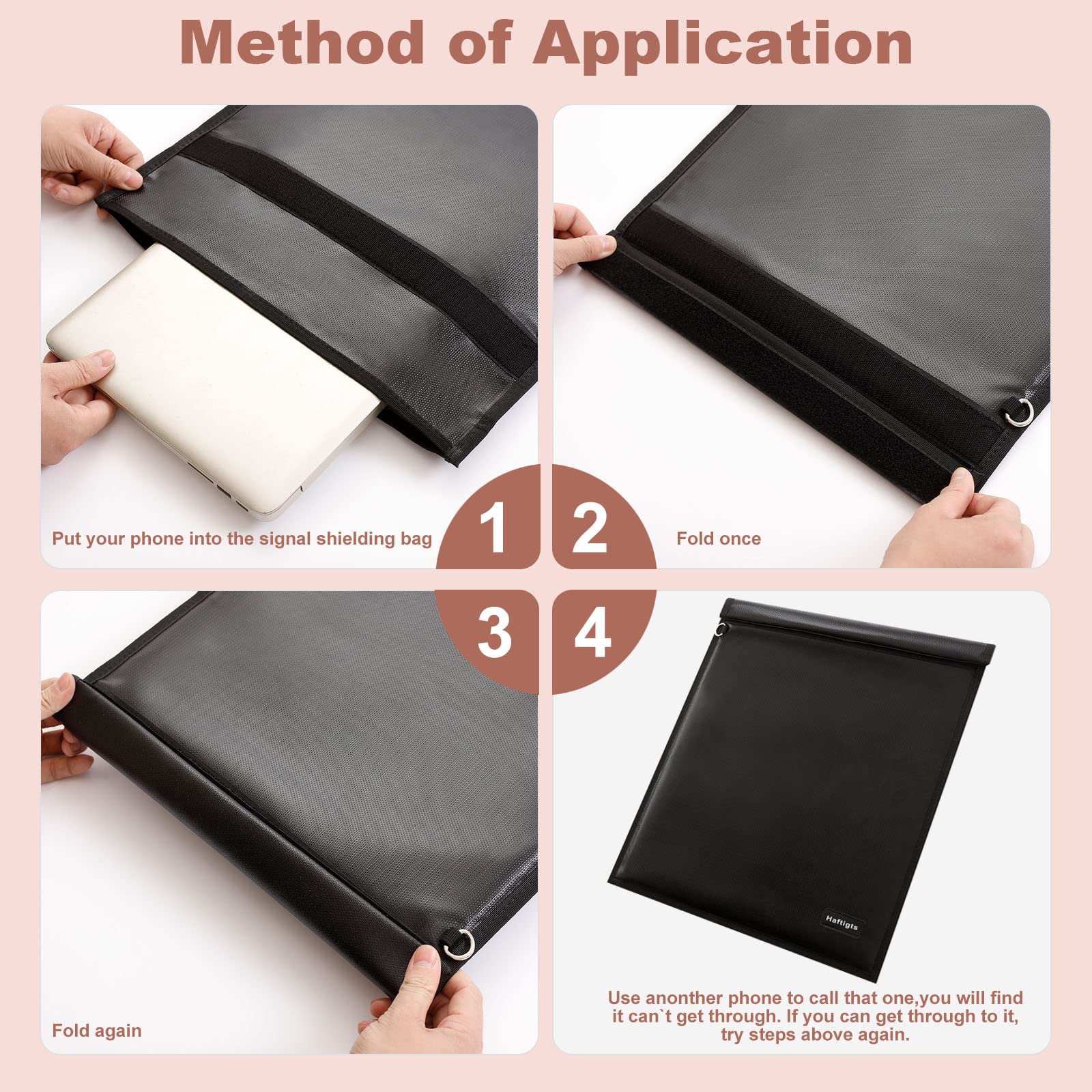 4 Pack Faraday Bags for Laptops & Phones & Radio & Car Keys,Faraday Cage for Anti-Theft Anti-Tracking, Faraday Key Fob Protector, Waterproof & Fireproof Faraday Bag, RFID Signal Blocker Bag Black 1 - Image 5