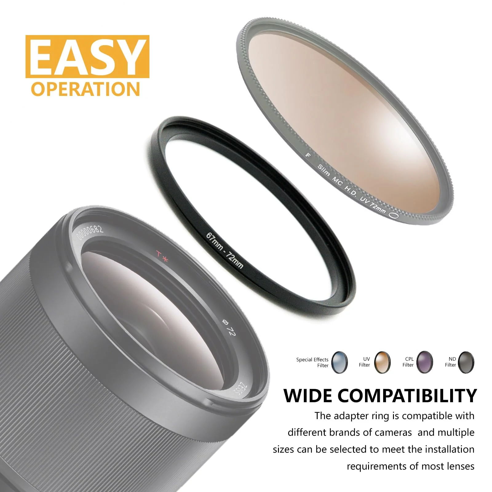 46mm to 52mm Step-up Adapter Rings Filter Adapter Black Metal Step Down Filter Ring Adapter Compatible with All Brand UV CPL ND Camera Lens Filter Stepping Rings (46mm-52mm) 46mm-52mm - Image 5