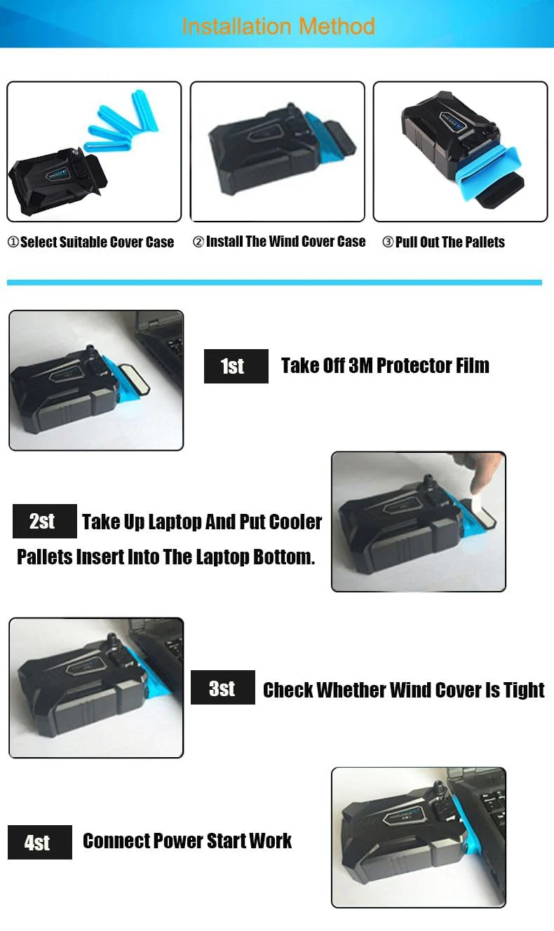 Game Gaming Notebook Laptop Vacuum Cooler USB Air Cooler Adjustable Speed 3000±10％RPM Portable External Extracting Cooling Fan - Image 8