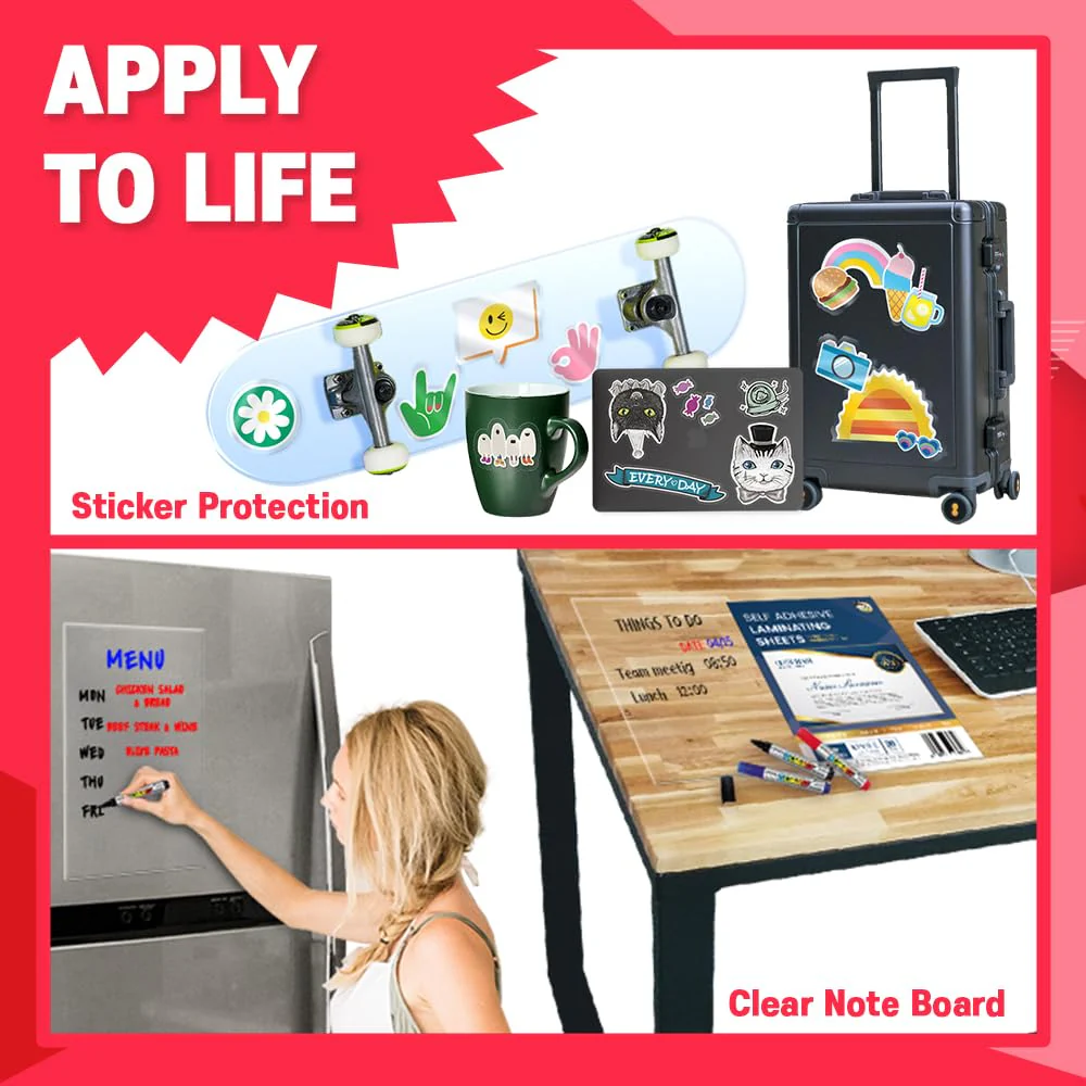 No Heat Laminating Sheets Self Sealing 8.7 x 12.2 Inch, 20 Pack, 4mil Thickness, Transparent, No Machine Self Adhesive Laminating Sheets, Protect documents and Photos [Letter Size] by HA SHI Letter Sizes 20 Sheets (Letter Size, 9x12 Inch) Transparent - Image 7